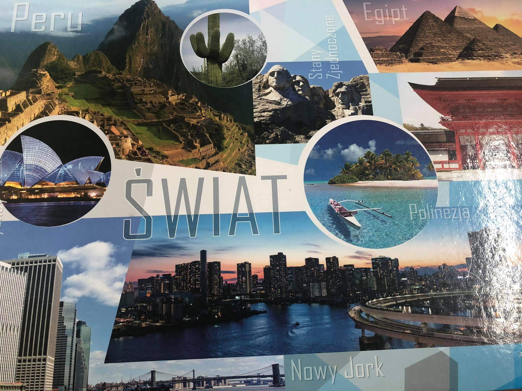 Zdjecie pocztówki w różnymi miejscami ze Świata
